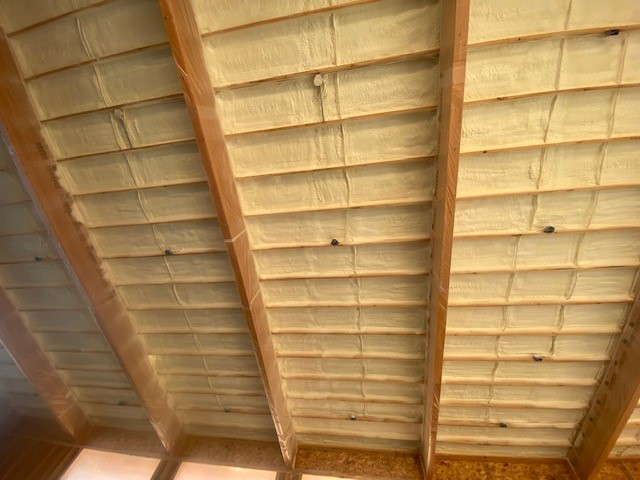 Ceiling with foam spray insulation