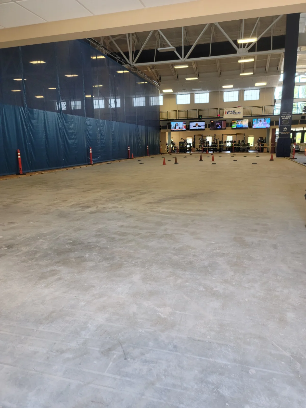 Flooring demolition inside Fitness Center at Fairchild Airforce Base, WA.