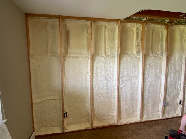 Wall with new spray foam insulation