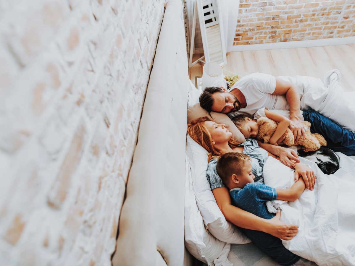 Family enjoying time at home together